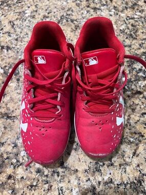 Under Armour Kids Red and White Baseball Cleats